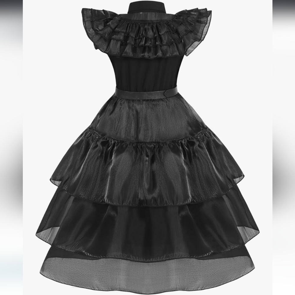 Black Tiered Dress Costume Wednesday Adams - Picture 2 of 16